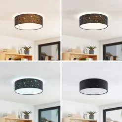 Lindby LED-loftlampe Ellamina, 40 cm, sort, tekstil