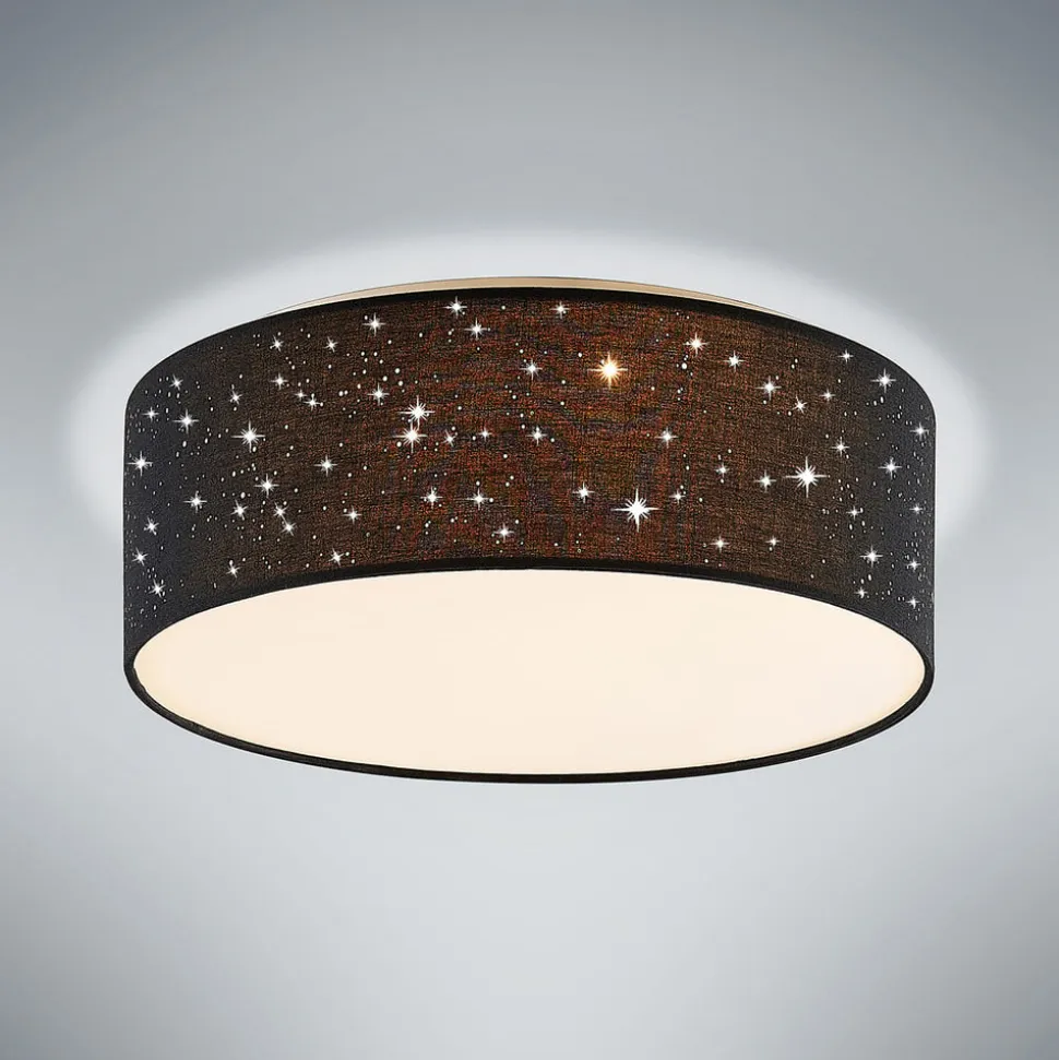 Lindby LED-loftlampe Ellamina, 40 cm, sort, tekstil