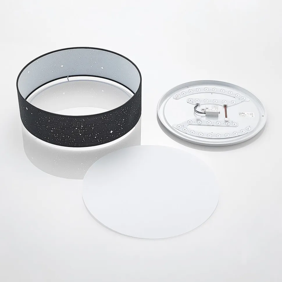 Lindby LED-loftlampe Ellamina, 40 cm, sort, tekstil