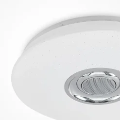 Lindby LED-loftlampe Elpida, højttaler, hvid, Ø 39cm