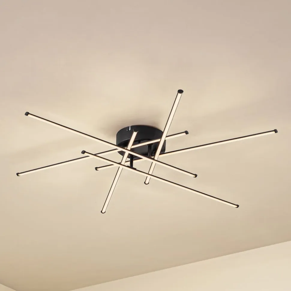 Lindby LED-loftlampe Elviano, Ø 80 cm, sort, 3.000 K