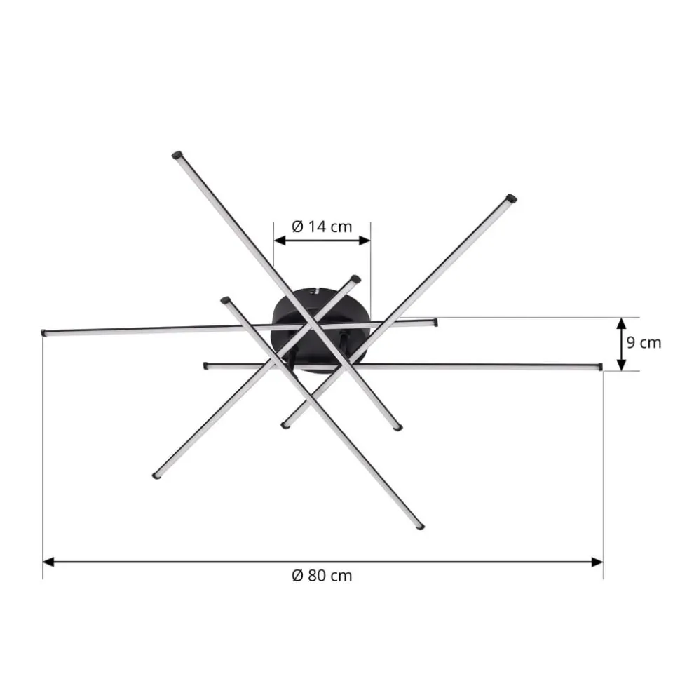 Lindby LED-loftlampe Elviano, Ø 80 cm, sort, 3.000 K