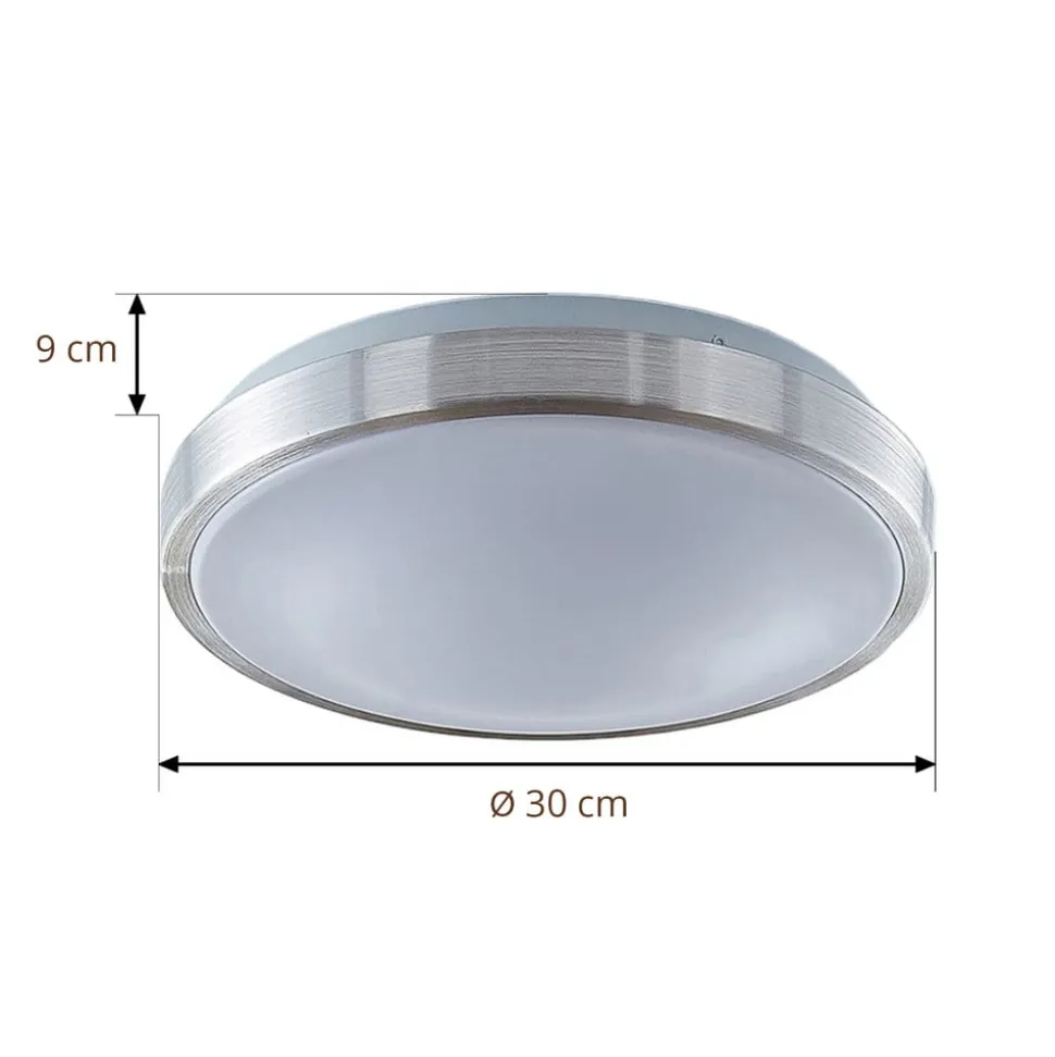 Lindby LED-loftlampe Emelie, Ø 27 cm, aluminiumsfarvet, metal