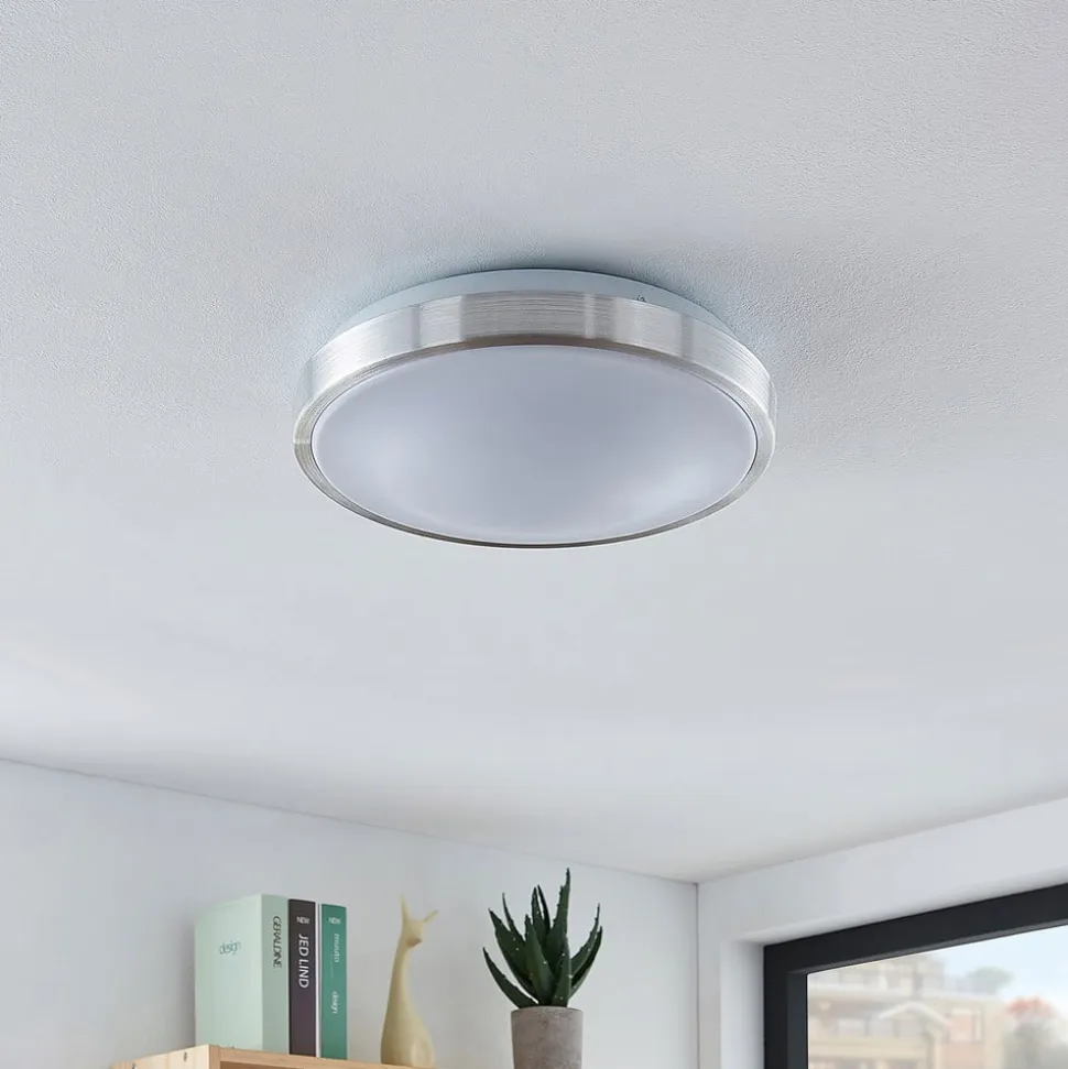 Lindby LED-loftlampe Emelie, Ø 27 cm, aluminiumsfarvet, metal