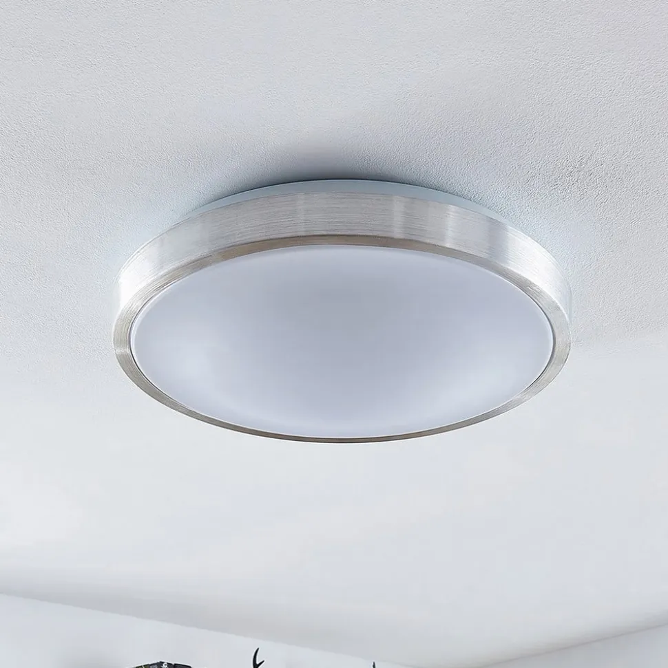 Lindby LED-loftlampe Emelie, Ø 42 cm, aluminiumsfarvet, metal