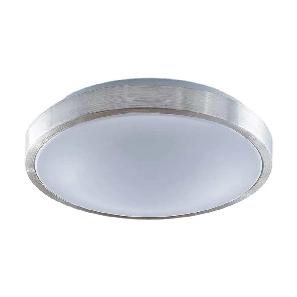 Lindby LED-loftlampe Emelie, Ø 42 cm, aluminiumsfarvet, metal