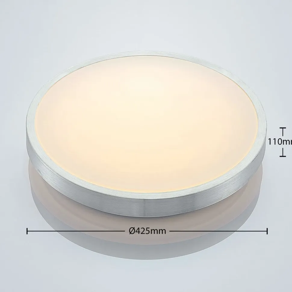 Lindby LED-loftlampe Emelie, Ø 42 cm, aluminiumsfarvet, metal