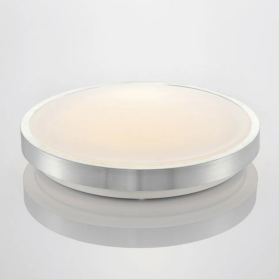 Lindby LED-loftlampe Emelie, Ø 42 cm, aluminiumsfarvet, metal