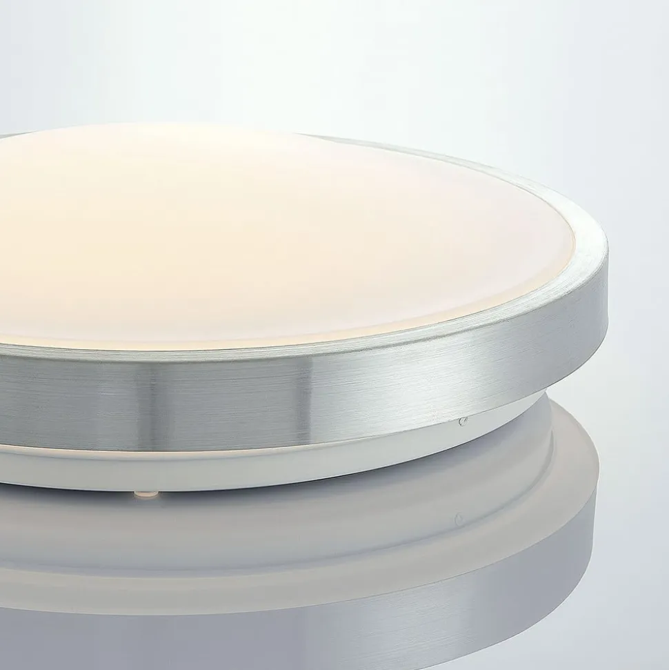 Lindby LED-loftlampe Emelie, Ø 42 cm, aluminiumsfarvet, metal