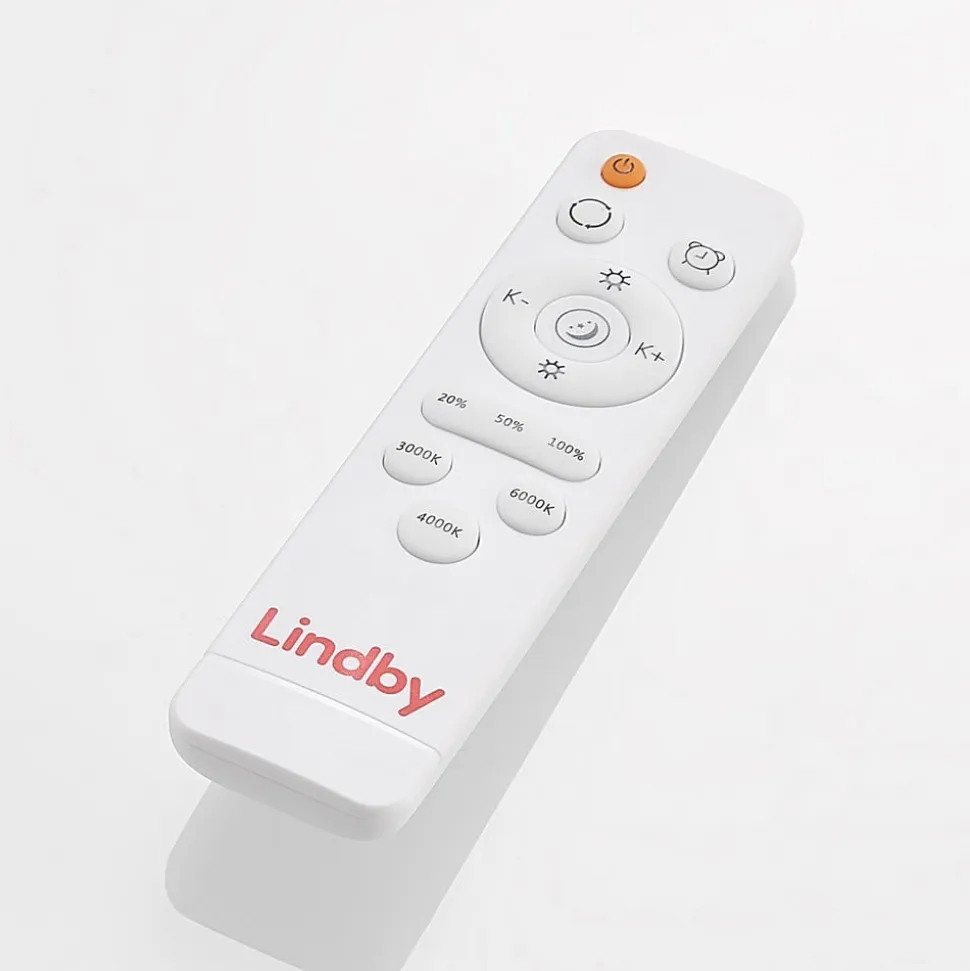 Lindby LED-loftlampe Emiva, 50 cm, CCT, fjernbetjening, træ