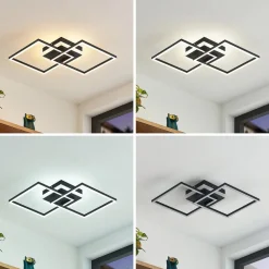 Lindby LED-loftlampe Fjardo, kantet, sort, CCT, fjernbetjening