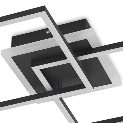 Lindby LED-loftlampe Fjardo, kantet, sort, CCT, fjernbetjening