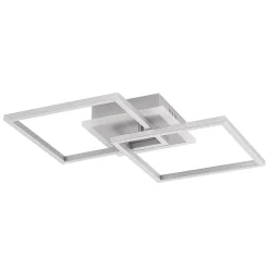 Lindby LED-loftlampe Fjardo, kantet, sølv, CCT, fjernbetjening