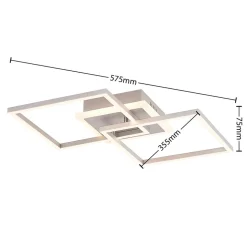 Lindby LED-loftlampe Fjardo, kantet, sølv, CCT, fjernbetjening
