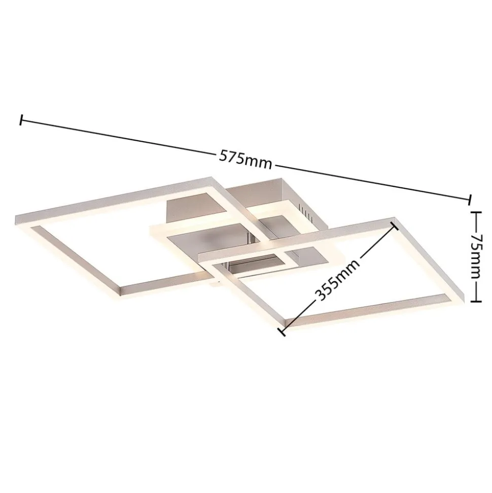 Lindby LED-loftlampe Fjardo, kantet, sølv, CCT, fjernbetjening