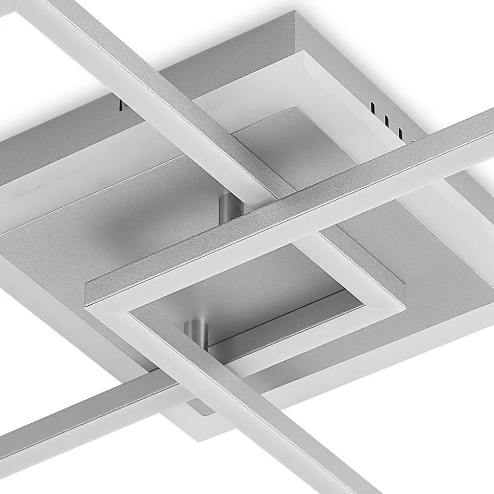 Lindby LED-loftlampe Fjardo, kantet, sølv, CCT, fjernbetjening
