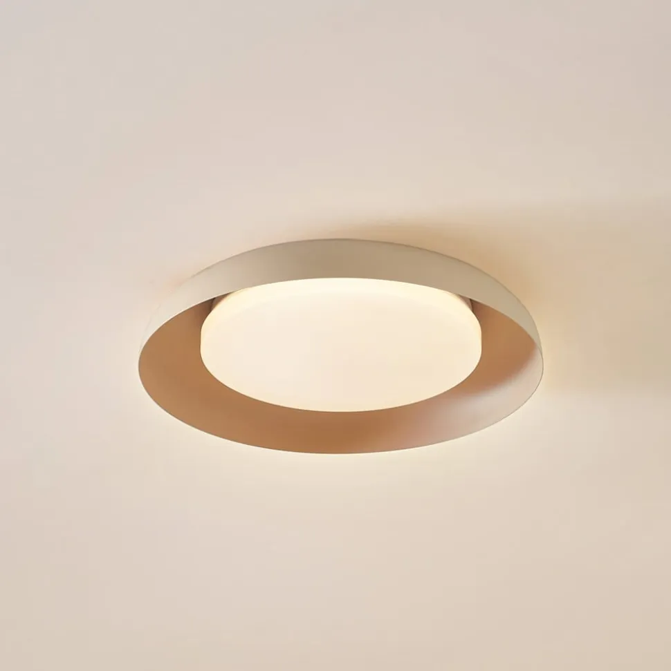 Lindby LED-loftlampe Florie, beige, metal, Ø 40 cm