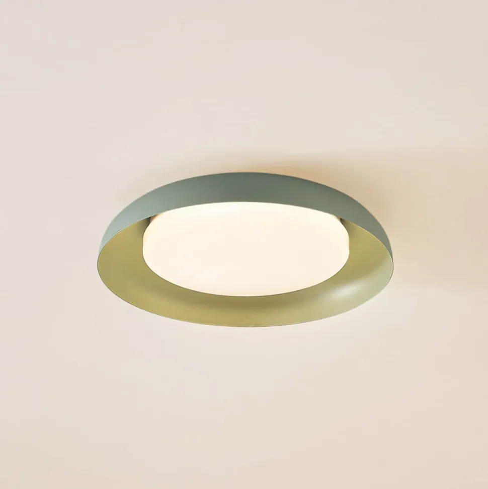 Lindby LED-loftlampe Florie, grøn, metal, Ø 40 cm