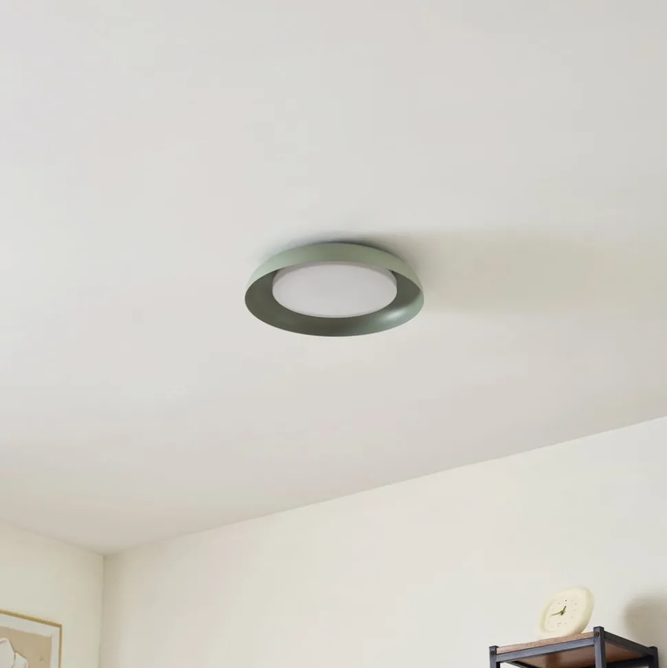Lindby LED-loftlampe Florie, grøn, metal, Ø 40 cm