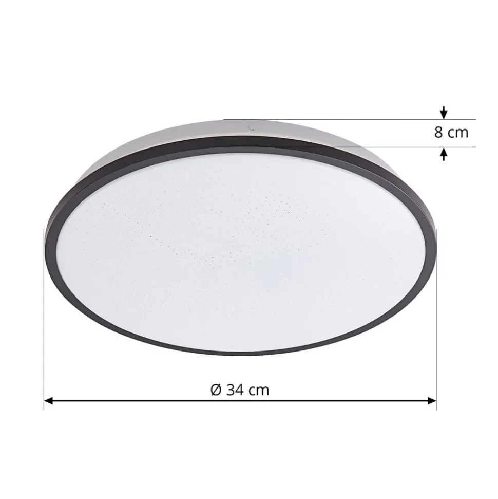 Lindby LED-loftlampe Glane, Ø 38 cm, sort/hvid, IP44