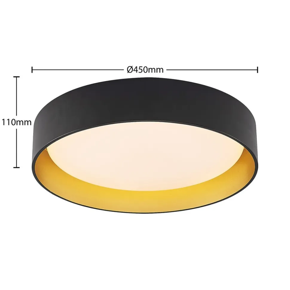 Lindby LED-loftlampe Gracjan, sort, metal, CCT, Ø45cm
