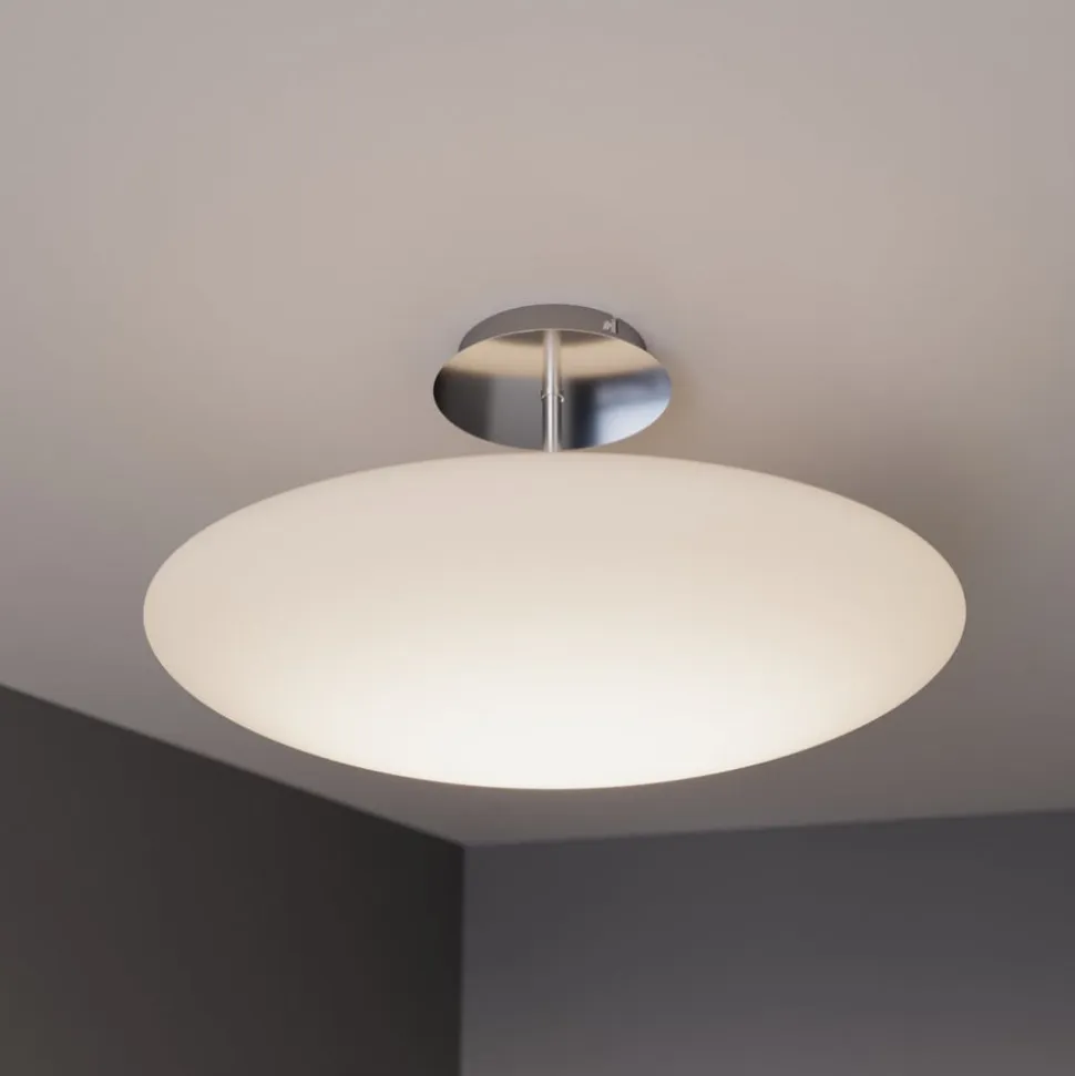 Lindby LED-loftlampe Gunda, hvid, glas, Ø 48 cm, dæmpbar