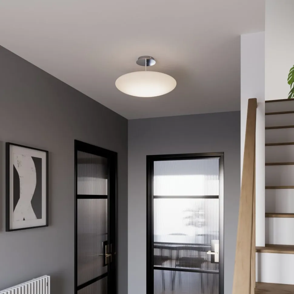 Lindby LED-loftlampe Gunda, hvid, glas, Ø 48 cm, dæmpbar