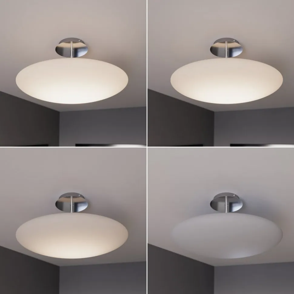 Lindby LED-loftlampe Gunda, hvid, glas, Ø 48 cm, dæmpbar