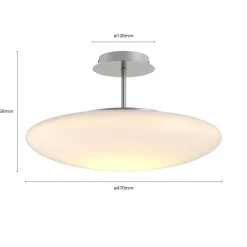 Lindby LED-loftlampe Gunda, hvid, glas, Ø 48 cm, dæmpbar