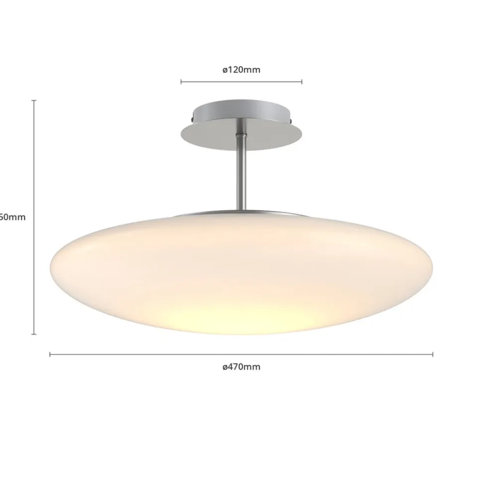 Lindby LED-loftlampe Gunda, hvid, glas, Ø 48 cm, dæmpbar