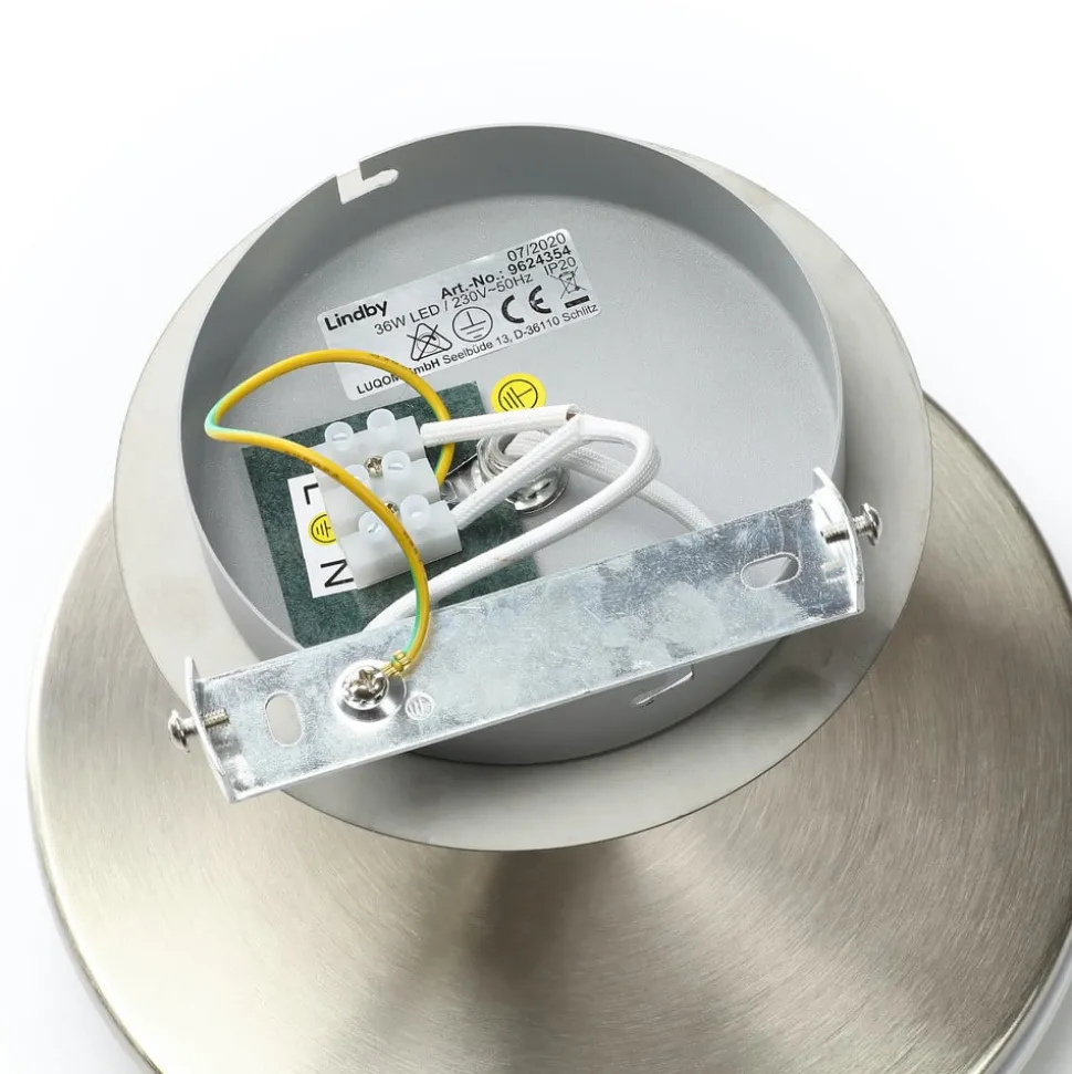 Lindby LED-loftlampe Gunda, hvid, glas, Ø 48 cm, dæmpbar