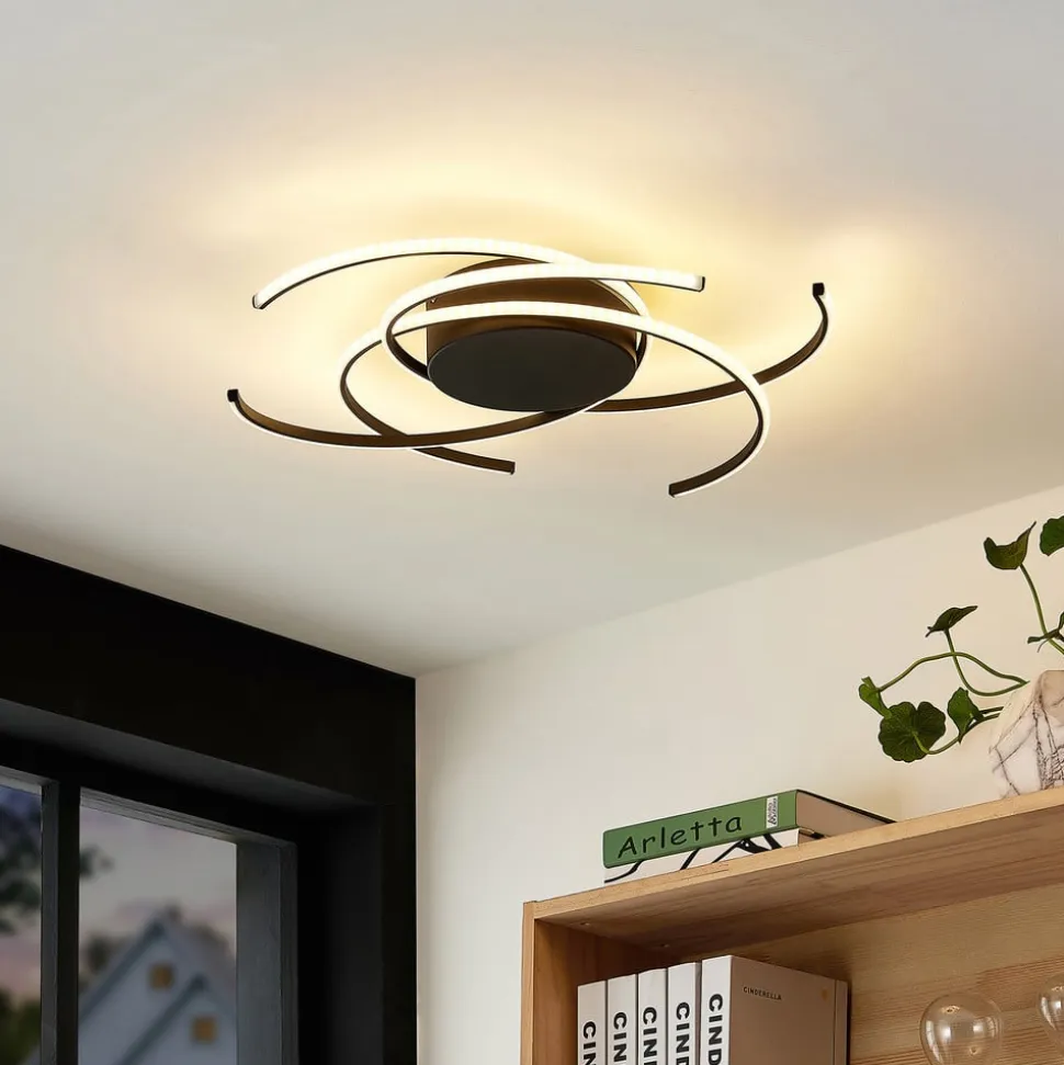 Lindby LED-loftlampe, Hamza, Ø 49 cm, sort, aluminium