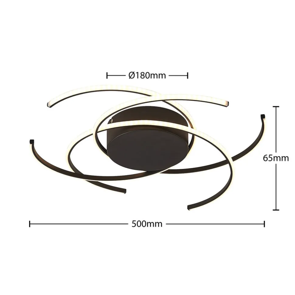 Lindby LED-loftlampe, Hamza, Ø 49 cm, sort, aluminium