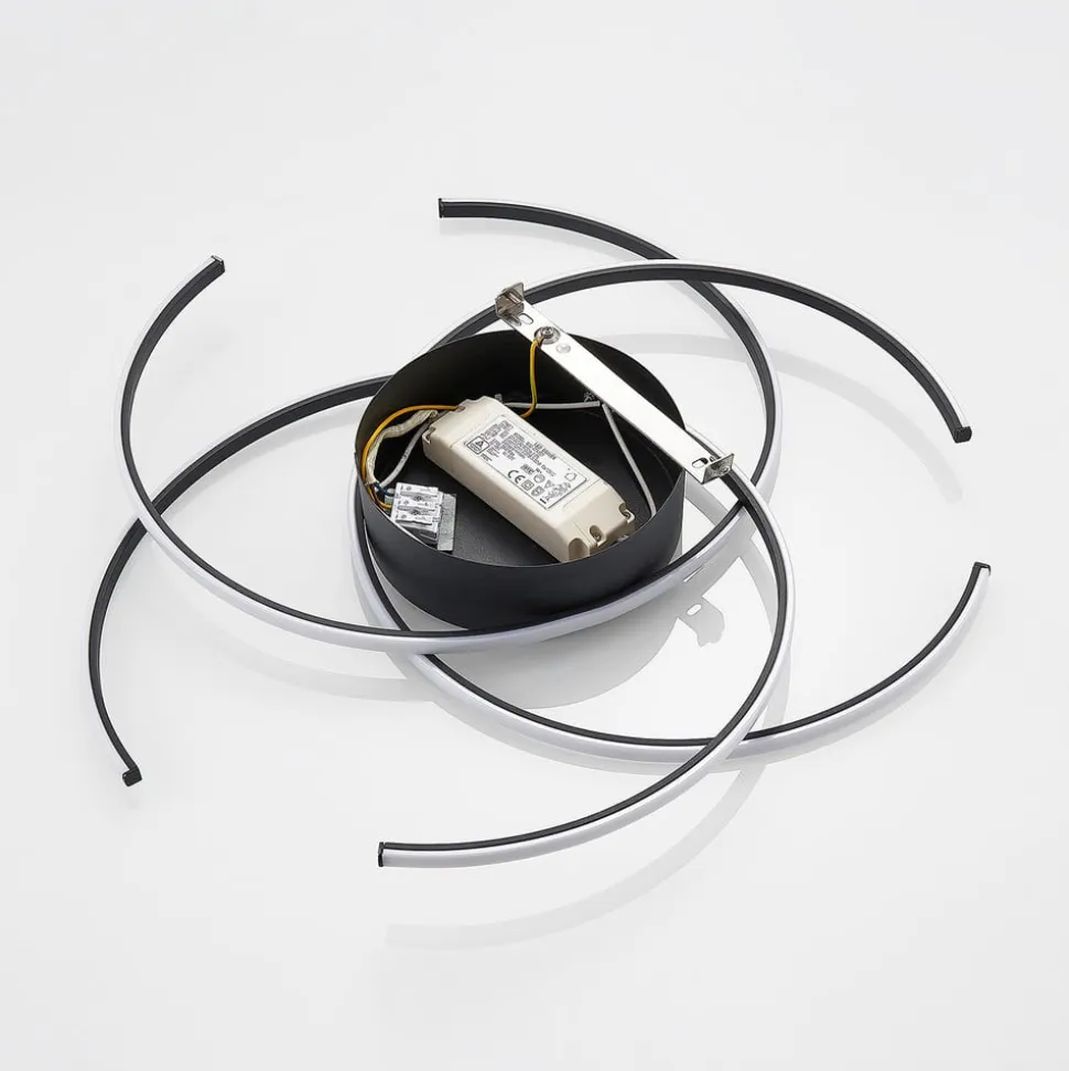 Lindby LED-loftlampe, Hamza, Ø 49 cm, sort, aluminium