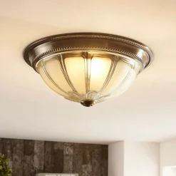 Lindby LED-loftlampe Henja, antik messing, Ø 32 cm, dæmpbar