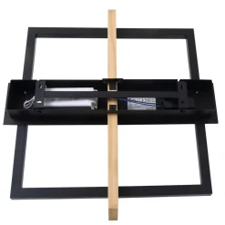 Lindby LED-loftlampe Holamu, 46 cm, sort, træ, metal