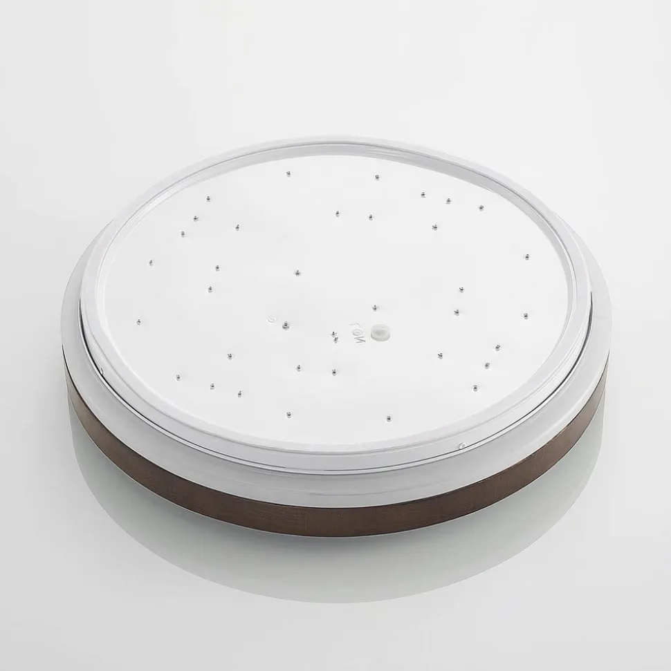 Lindby LED-loftlampe Hudsona, Ø 49 cm, træ, brun