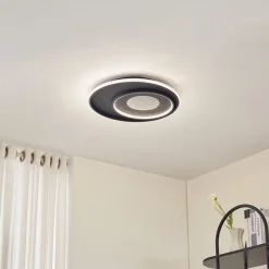 Lindby LED-loftlampe Inessa, Ø 51 cm, sort, CCT, dæmpbar