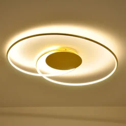 Lindby LED-loftlampe Joline, Ø 74 cm, guldfarvet, metal