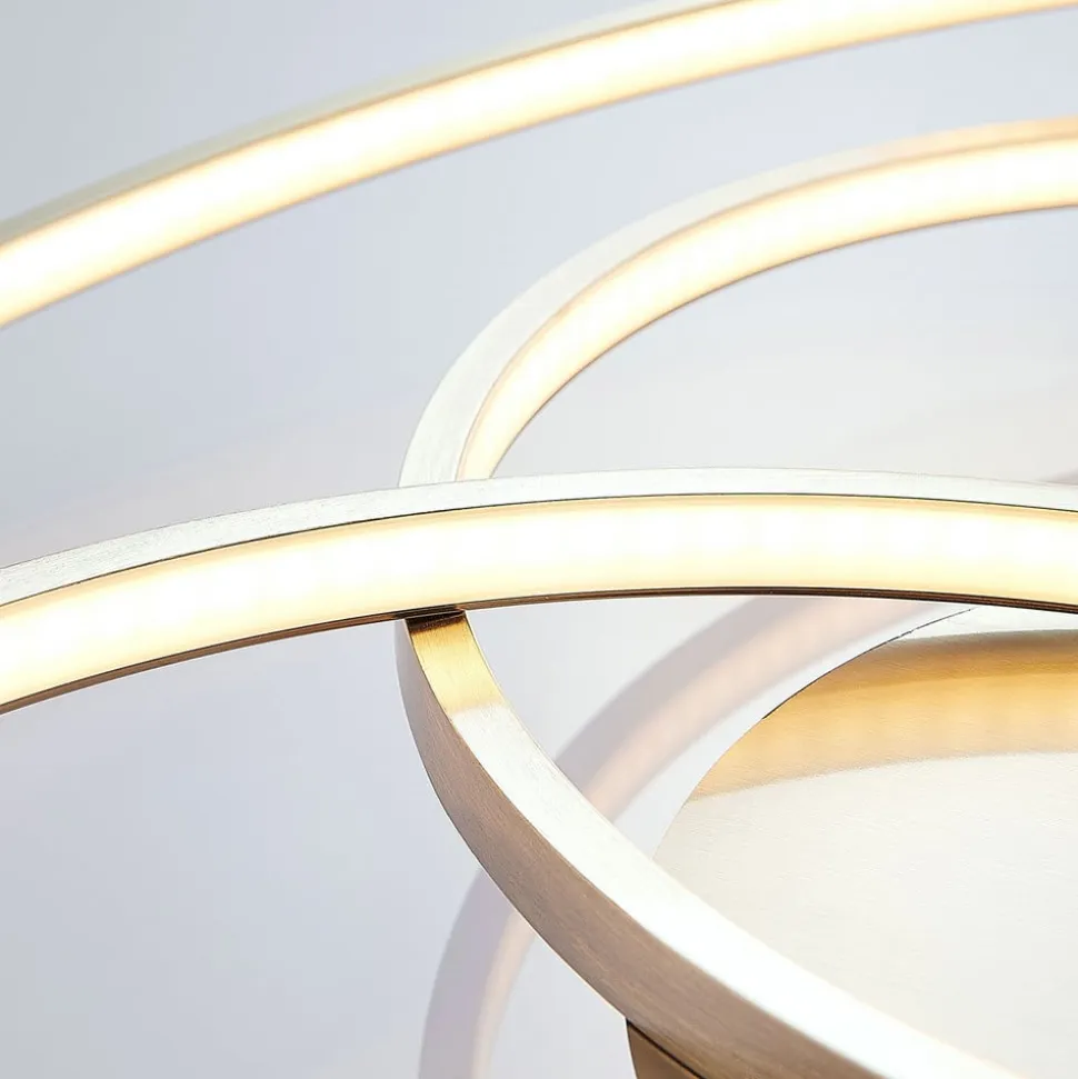 Lindby LED-loftlampe Joline, Ø 60 cm, nikkelfarvet, metal
