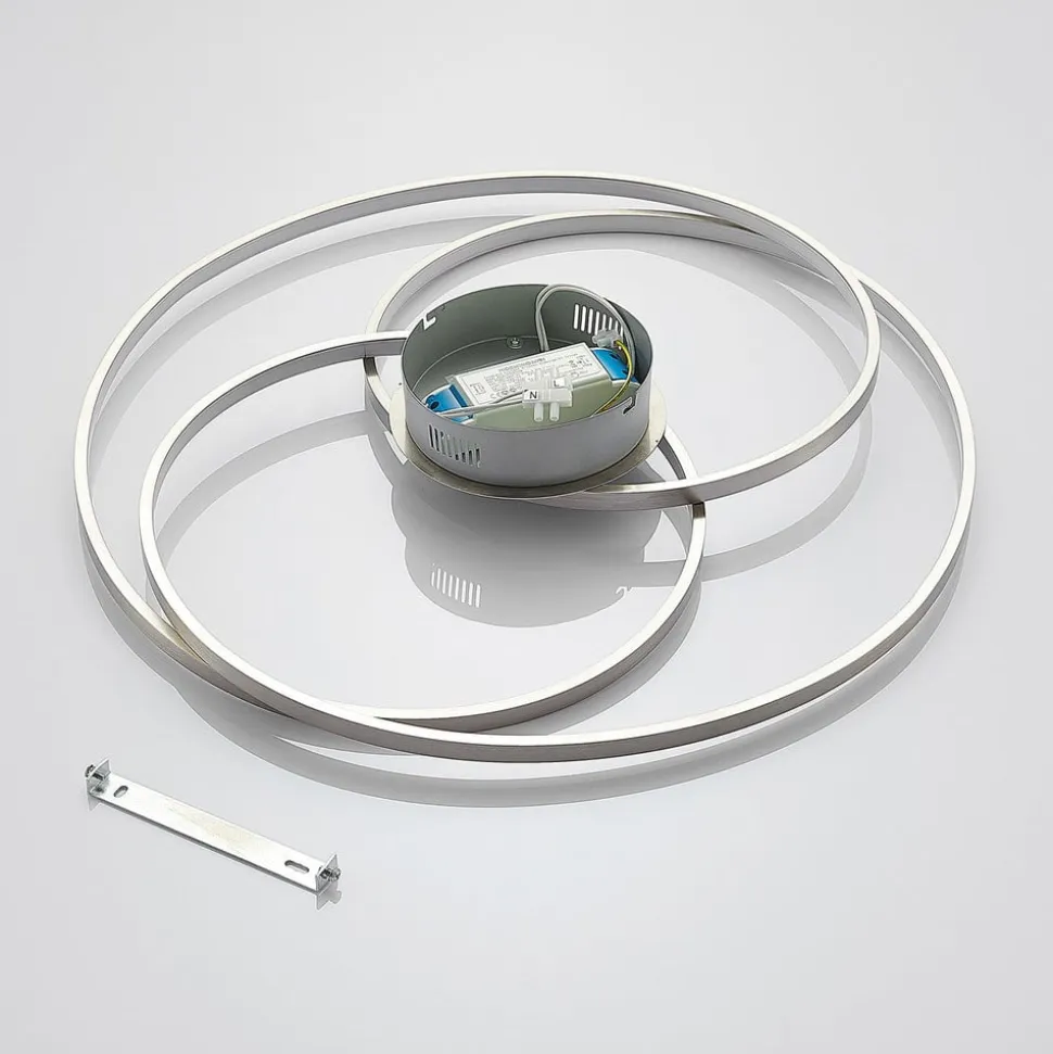 Lindby LED-loftlampe Joline, Ø 60 cm, nikkelfarvet, metal