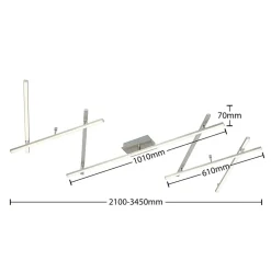 Lindby LED-loftlampe Kerem, 345 cm, nikkelfarvet, metal