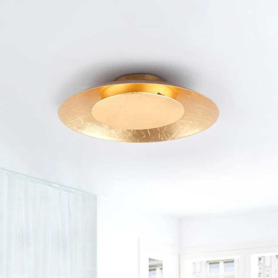 Lindby LED-loftlampe Keti, Ø 35 cm, guld, rund, metal