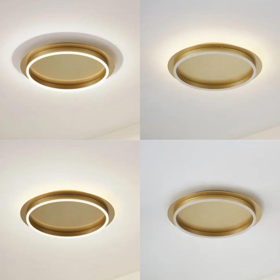 Lindby LED-loftlampe Kunis, guld, plast, Ø 46 cm