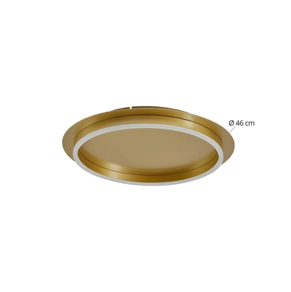 Lindby LED-loftlampe Kunis, guld, plast, Ø 46 cm