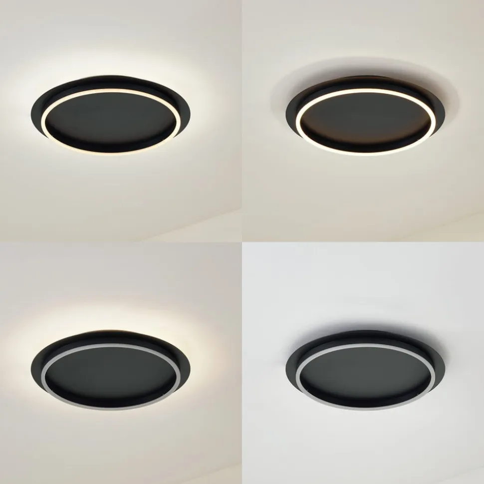 Lindby LED-loftlampe Kunis, sort, plast, Ø 46 cm