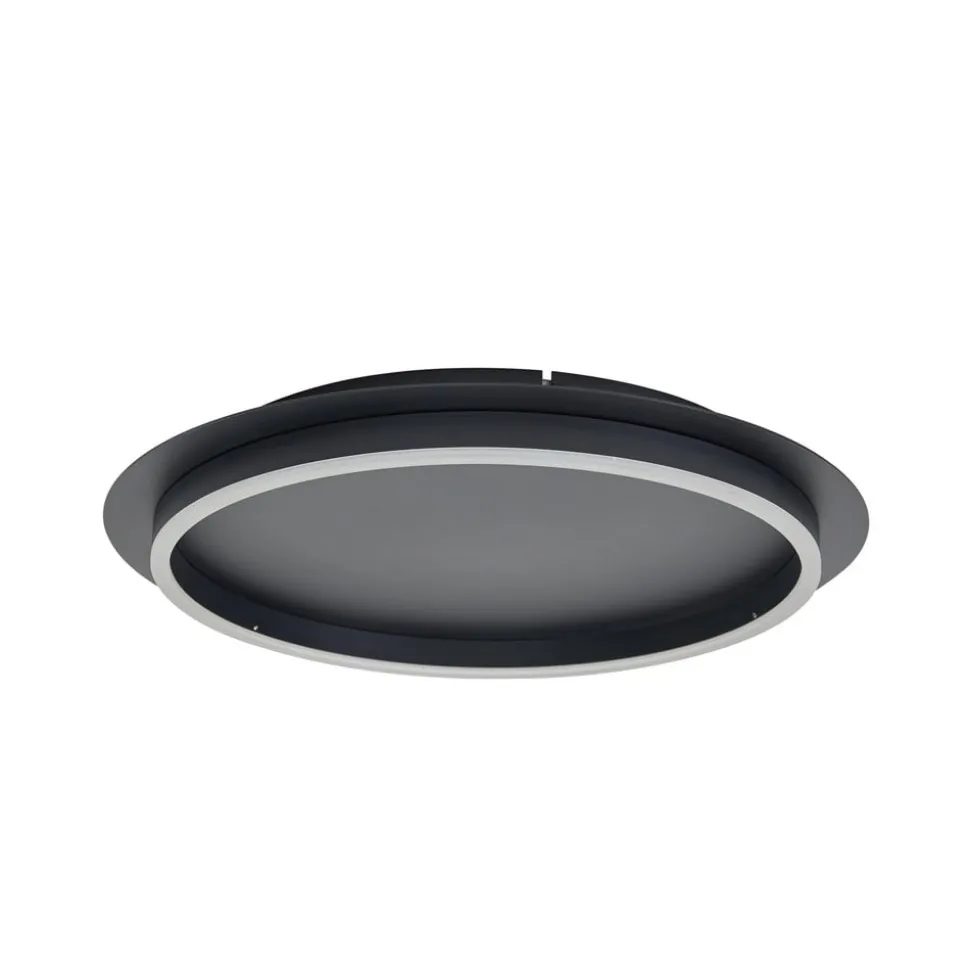 Lindby LED-loftlampe Kunis, sort, plast, Ø 46 cm