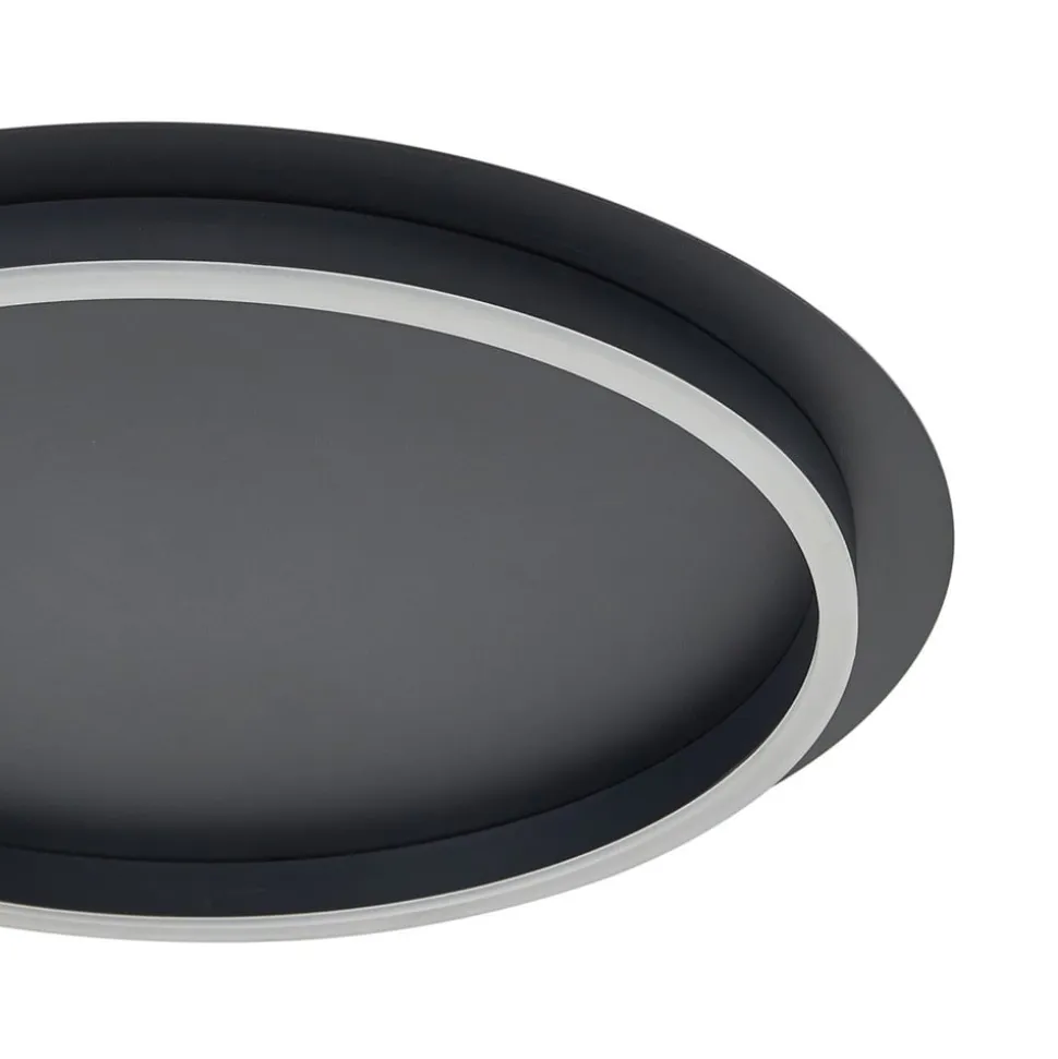 Lindby LED-loftlampe Kunis, sort, plast, Ø 46 cm