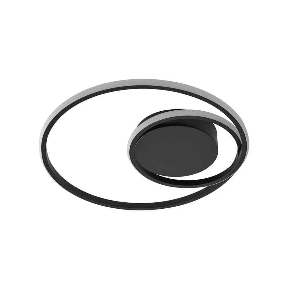 Lindby LED-loftlampe Kyron, sort, aluminium, dæmpbar, Ø45cm