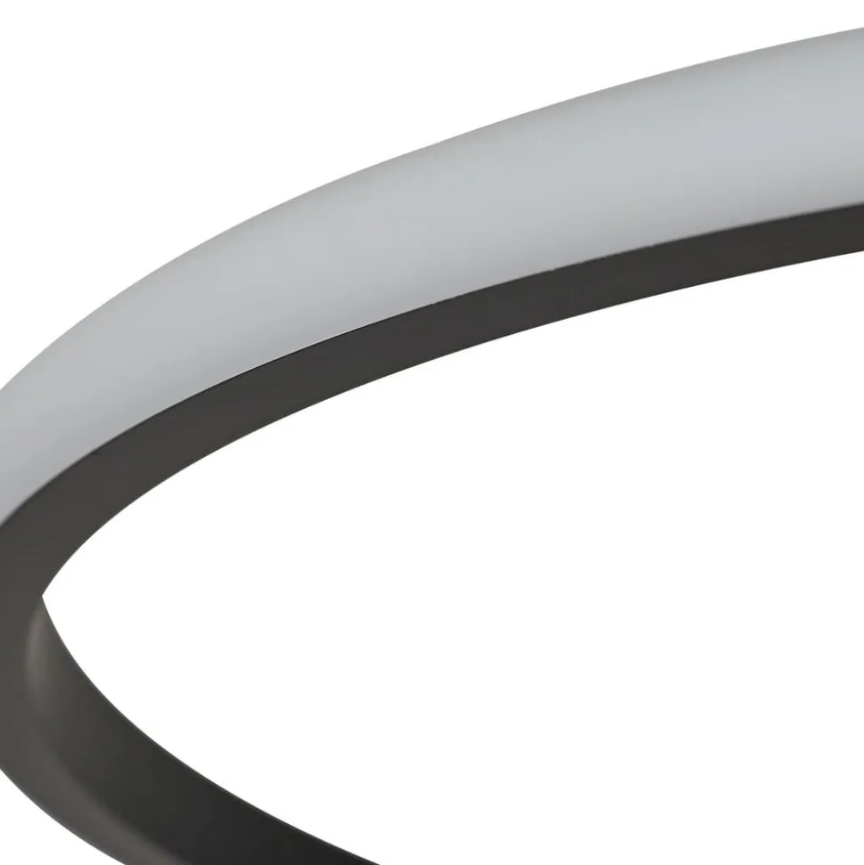 Lindby LED-loftlampe Kyron, sort, aluminium, dæmpbar, Ø45cm